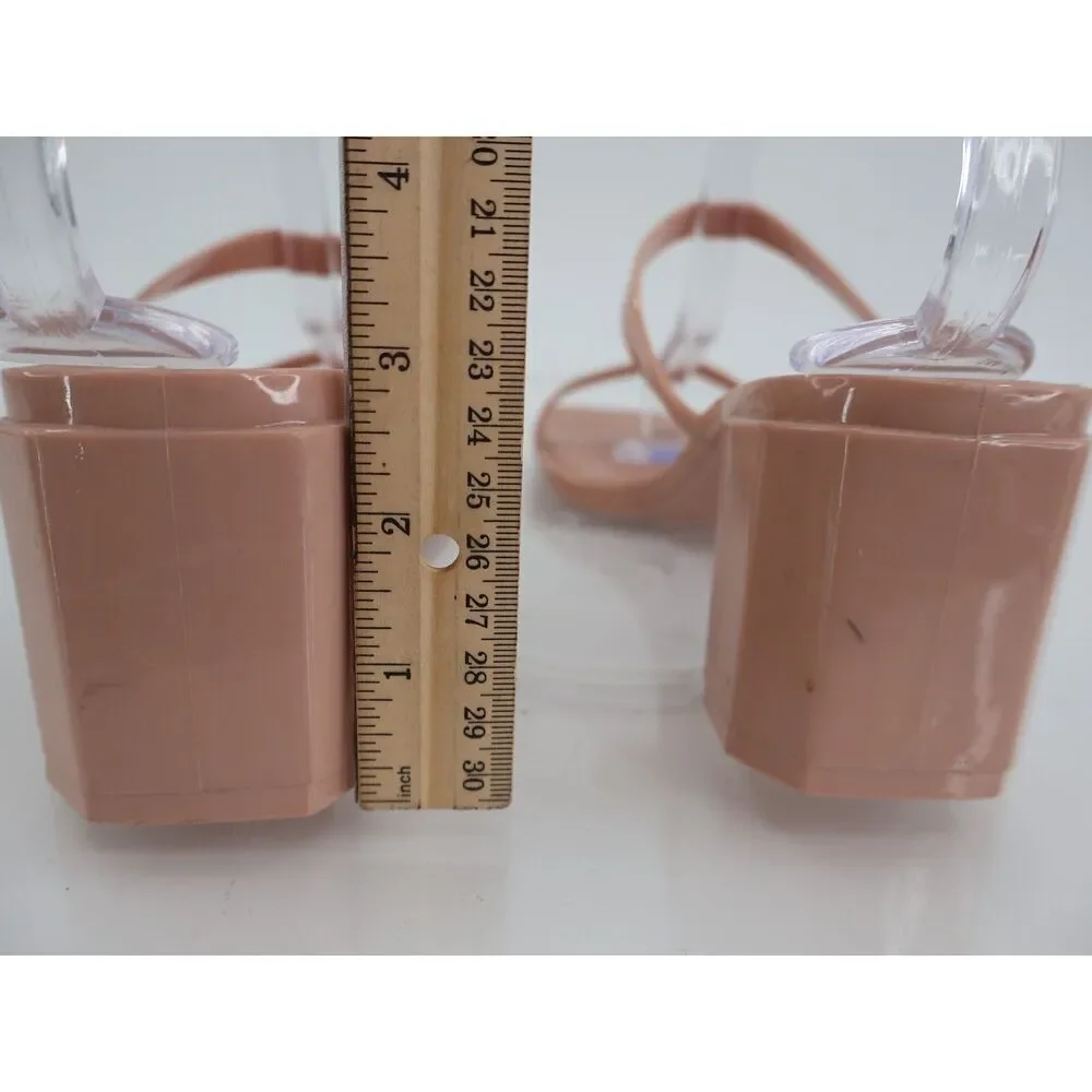 Jeffrey Campbell Jamm Mule Slide Sandal Strappy Nude Tan Size 10 Rubber Slip On